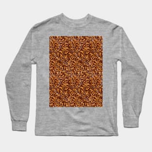 William Morris Willow Boughs Recolored Orange on Red Long Sleeve T-Shirt